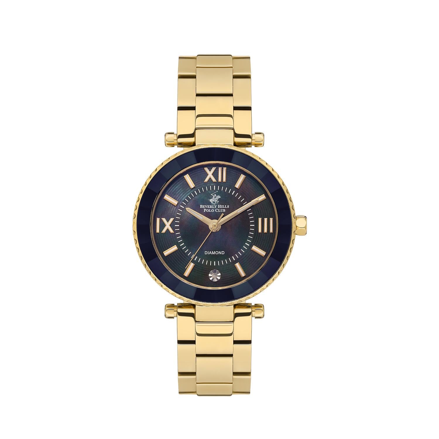 Reloj Beverly Hills Polo Club Ladies Diamond-Dorado