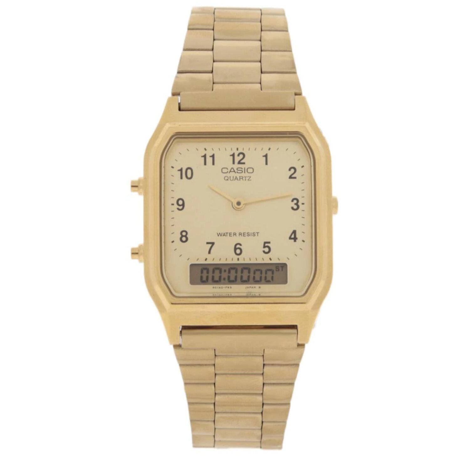 Reloj CASIO AQ-230GA-9BVT Vintage Dual Time-Dorado – Watch2gomx
