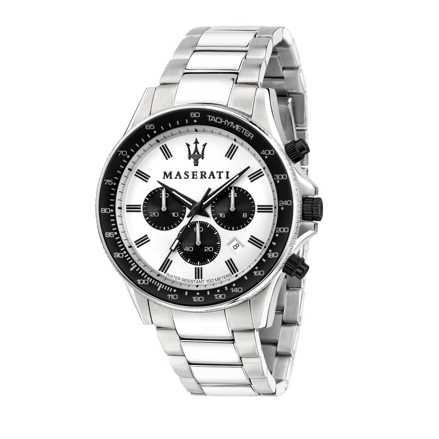 Maserati Sfida Orologio Uomo – Cronografo Al Quarzo, Cassa 44mm, Quadrante Blu, Cinturino In Silicone, Impermeabile 10 ATM