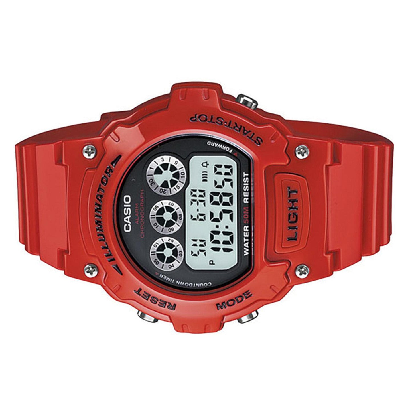 Reloj CASIO W-214HC-4AVCF Illuminator Multifunción-Rojo