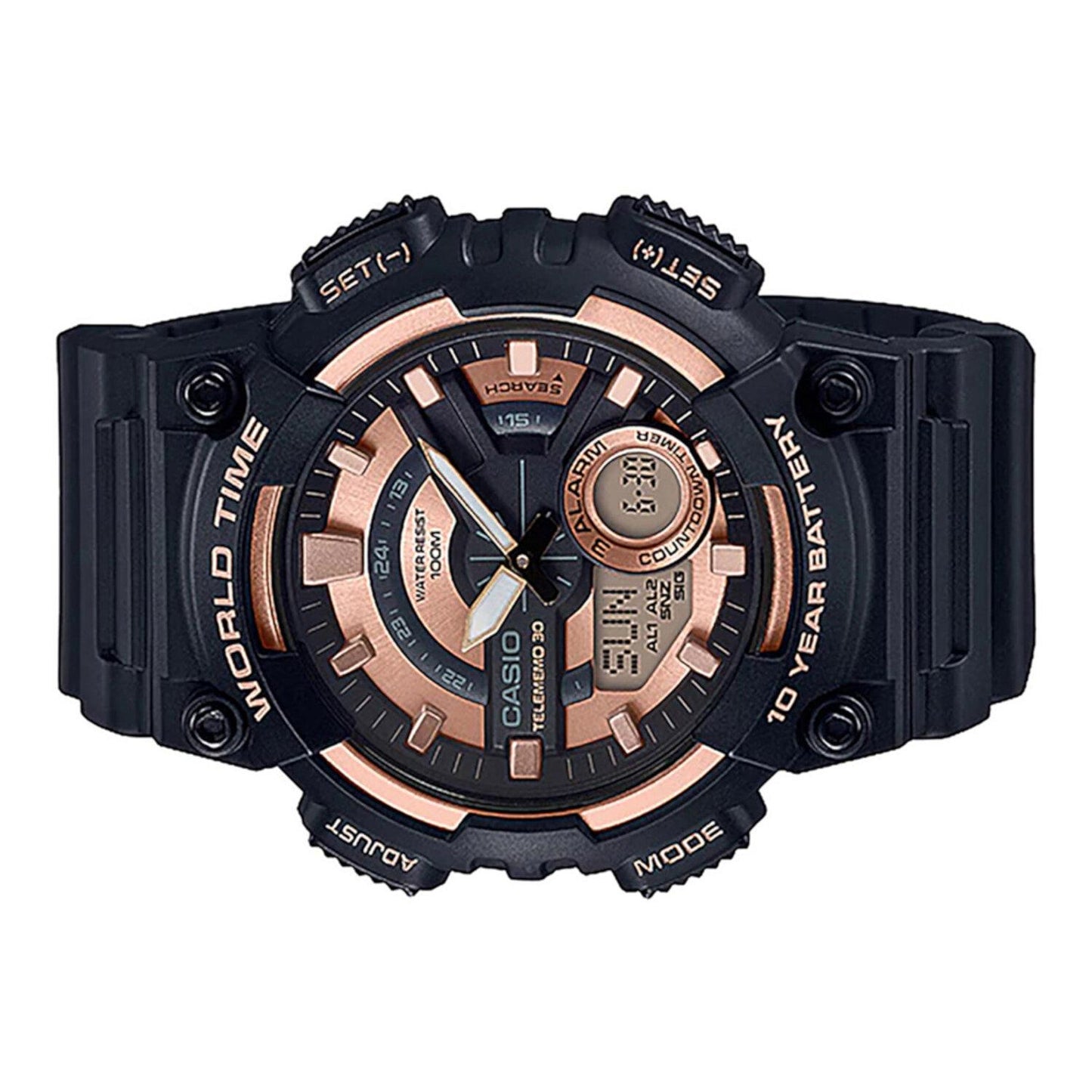 Reloj CASIO AEQ-110W-1A3VCF World Time 10 Year Battery, Illuminator-Negro