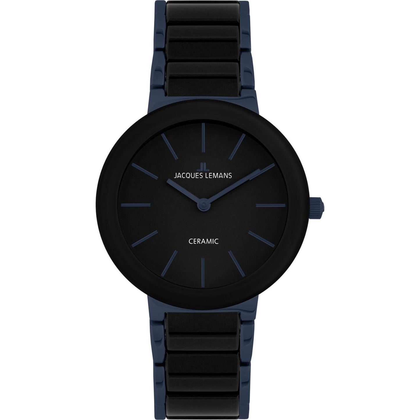 Reloj Jacques Lemans 42-8I Ceramic Cáratula negra con detalles azules-Negro