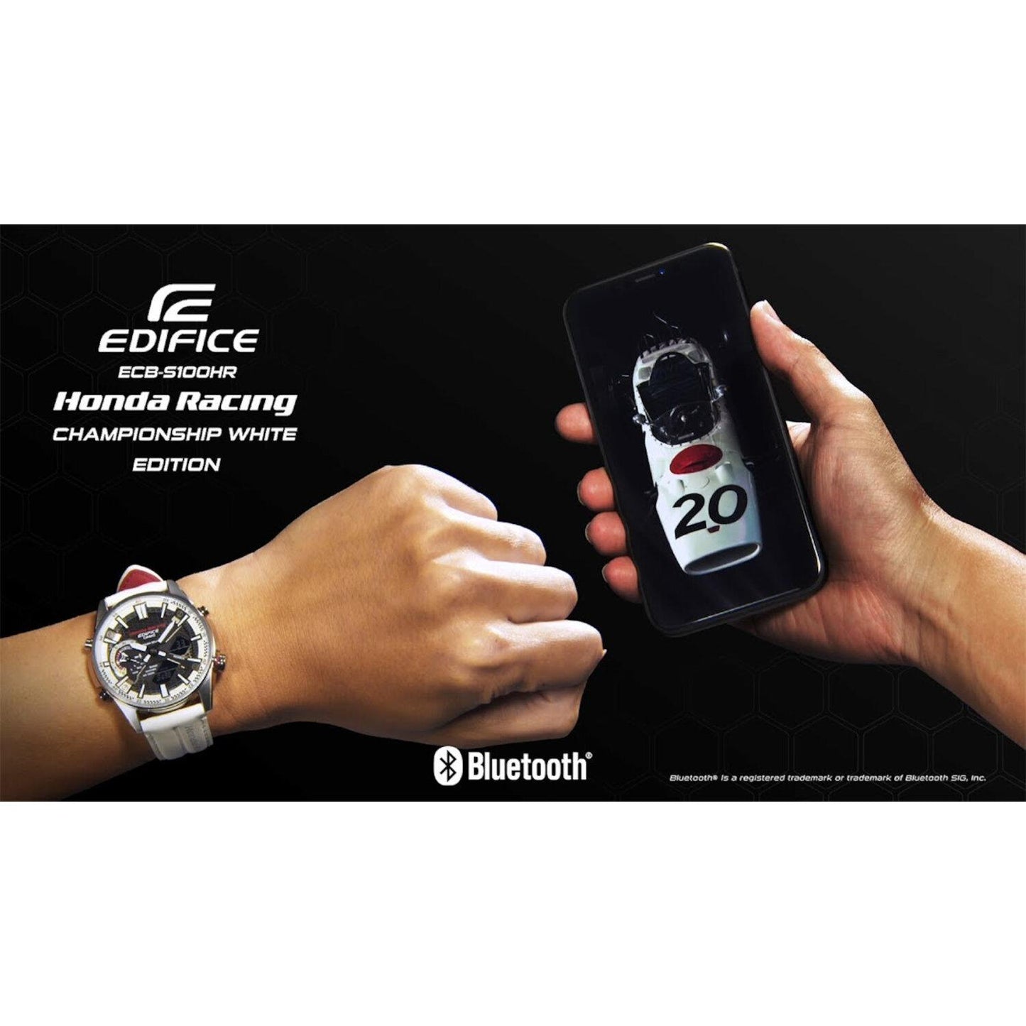 Reloj CASIO ECB-S100HR-1ADR Edifice Honda Racing-Blanco