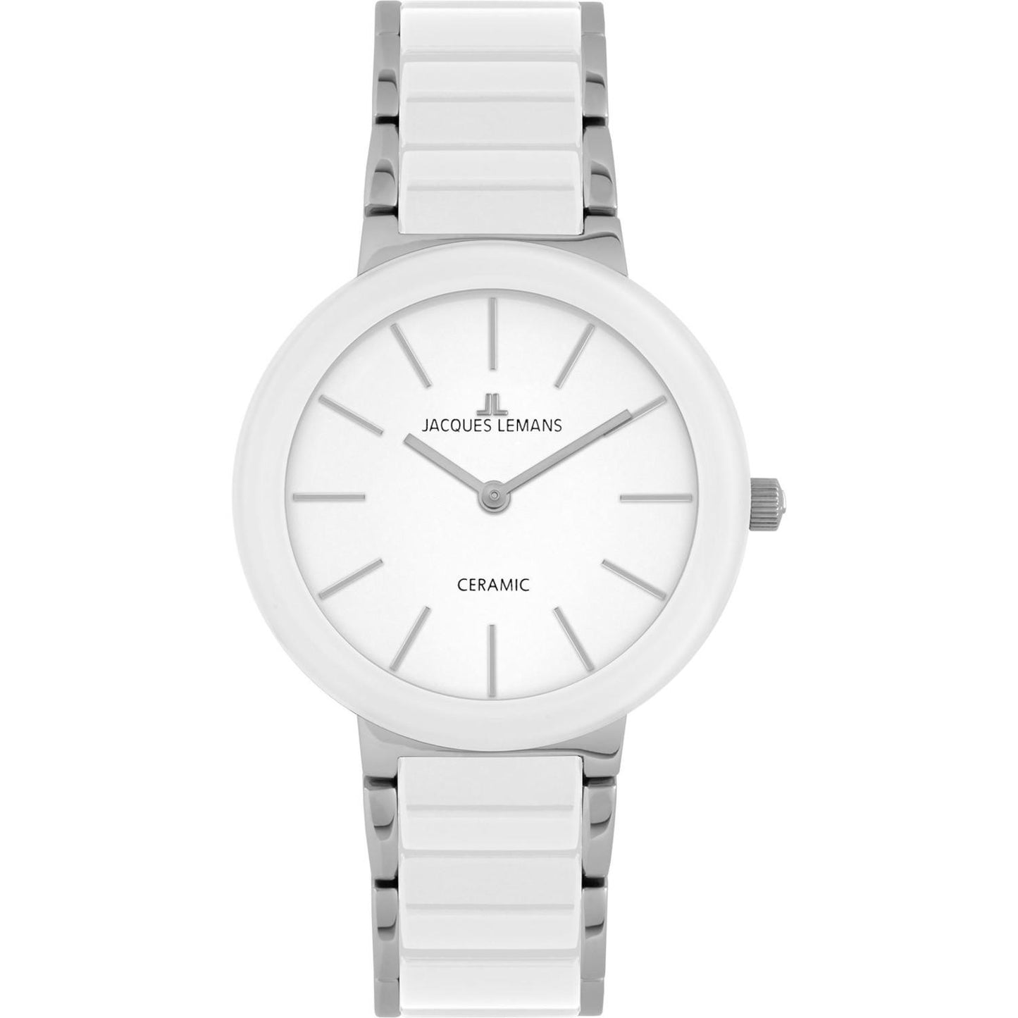 Reloj Jacques Lemans 42-8B Ceramic Cáratula blanca con detalles plateados-Blanco