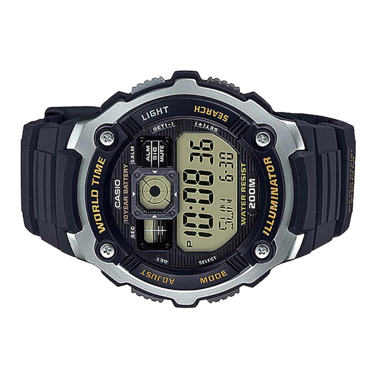 Reloj CASIO AE-2000W-9AVCF World Time 10 Year Battery, Illuminator-Negro