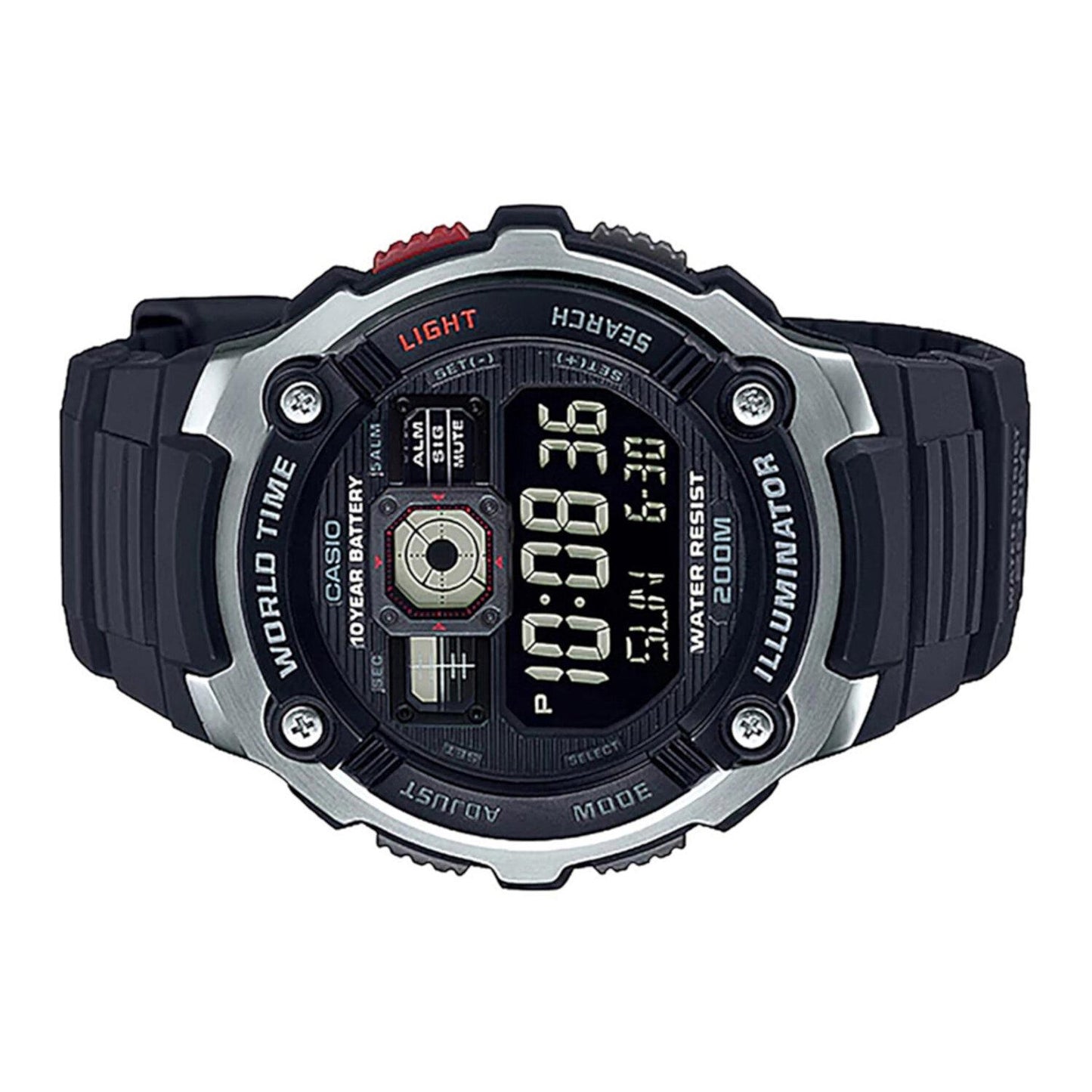 Reloj CASIO AE-2000W-1BVCF World Time 10 Year Battery, Illuminator-Negro