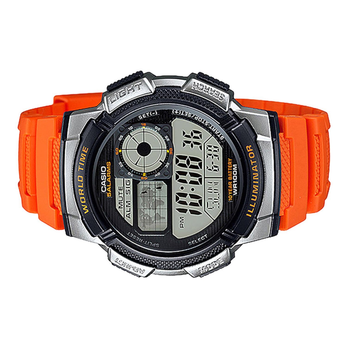 Reloj CASIO AE-1000W-4BVCF World Time ILLUMINATOR-Naranja