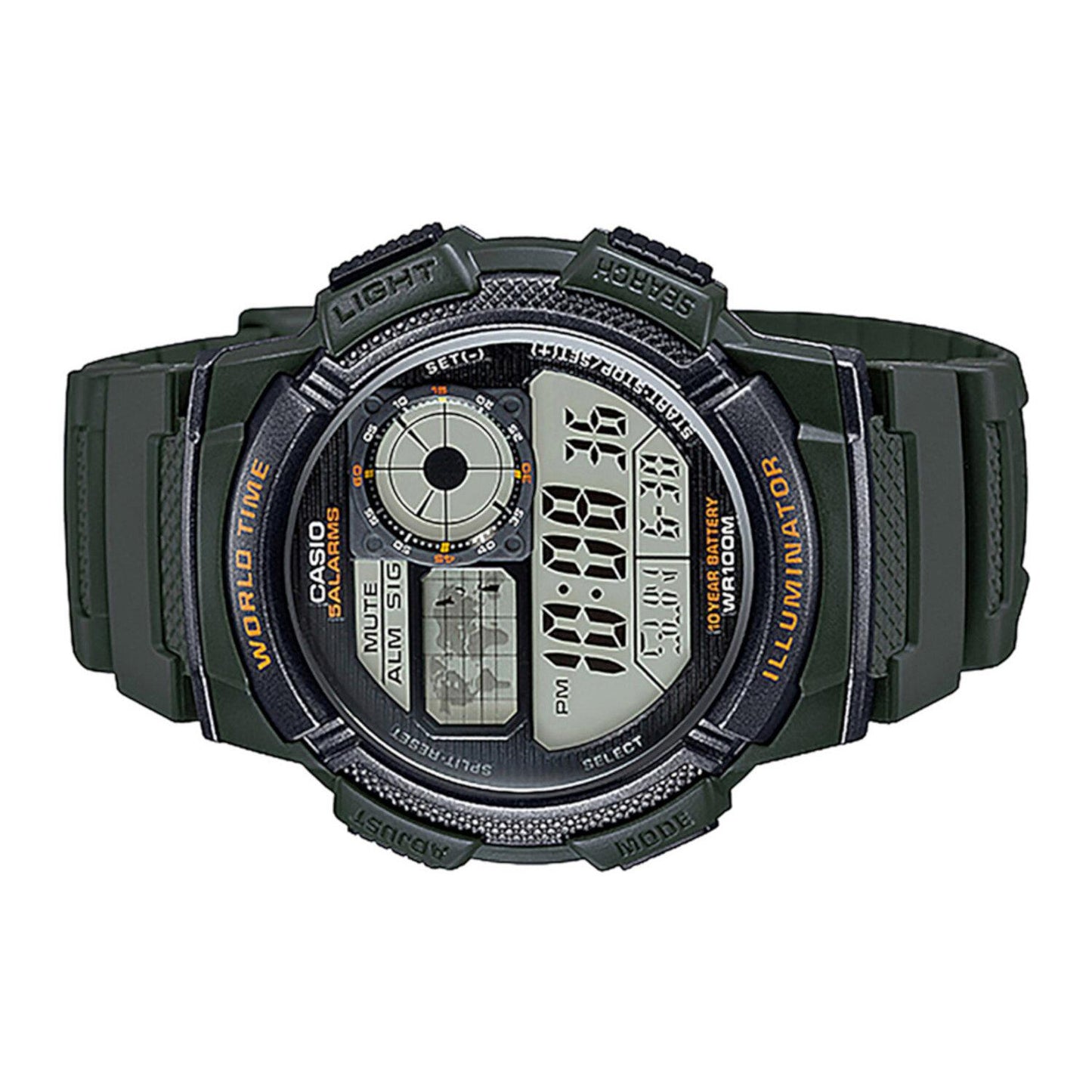 Reloj Casio AE-1000W-3AVCF World Time ILLUMINATOR-Verde