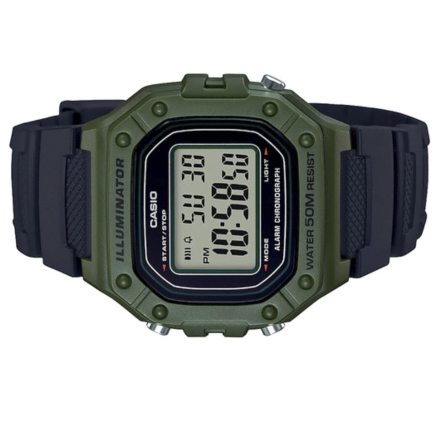 Casio W-218H-1BVDF Orologio Digitale Unisex - Sportivo, Resistente All'Acqua 50m, Luce LED, Batteria 7 Anni, Stile Moderno