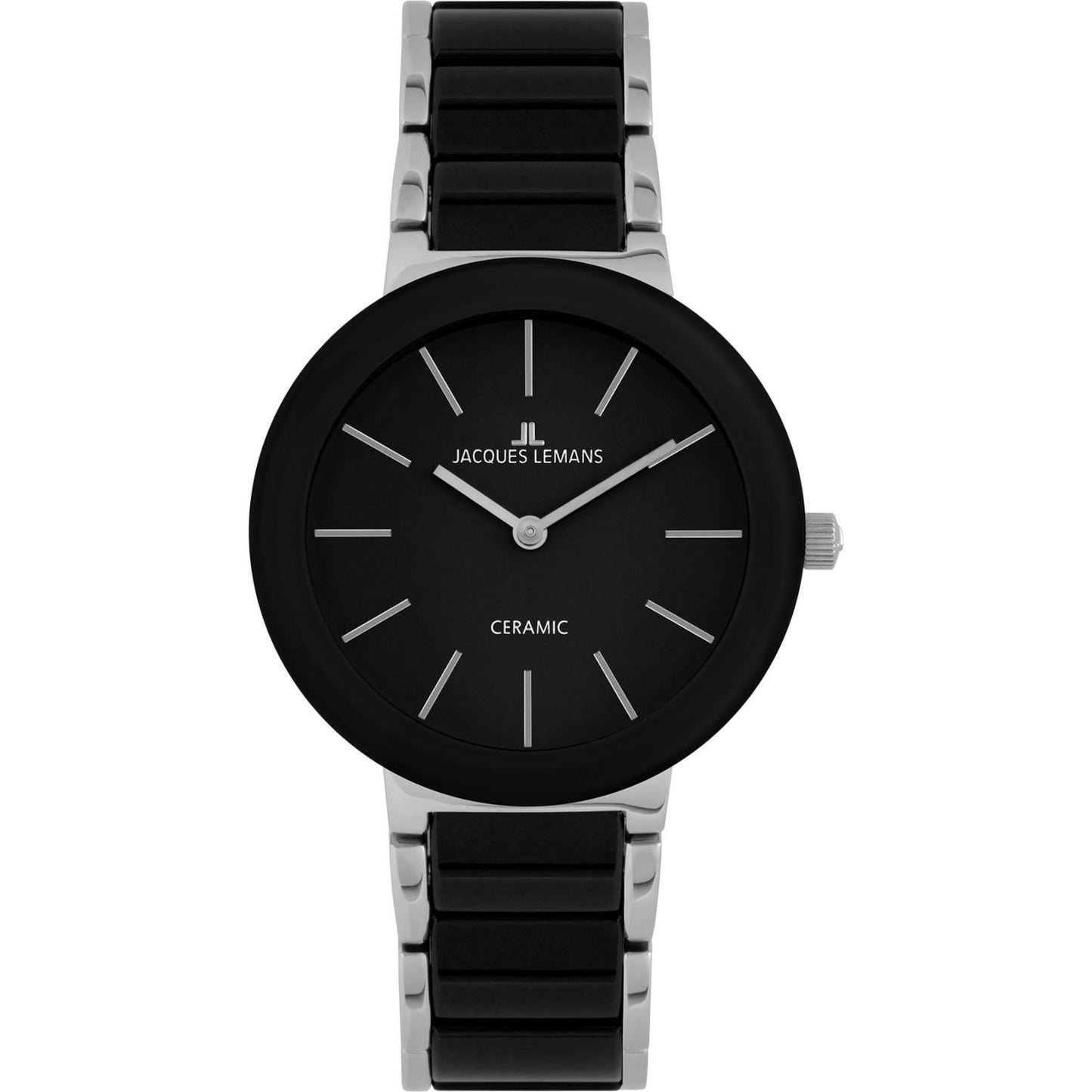 Reloj Jacques Lemans 42-8A Ceramic Cáratula negra con detalles plateados-Negro